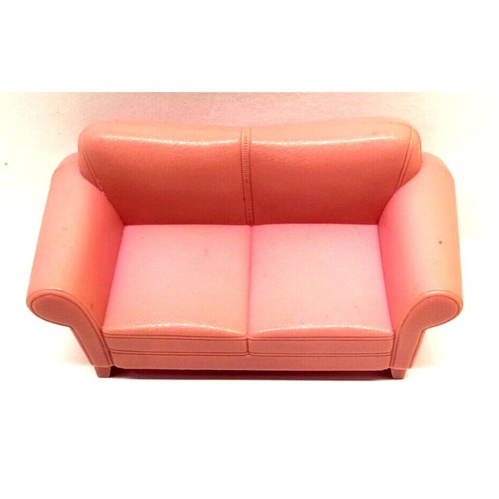 2005 FISHER PRICE Loving Family Dollhouse 5 5/8" PINK COUCH SOFA Living Room